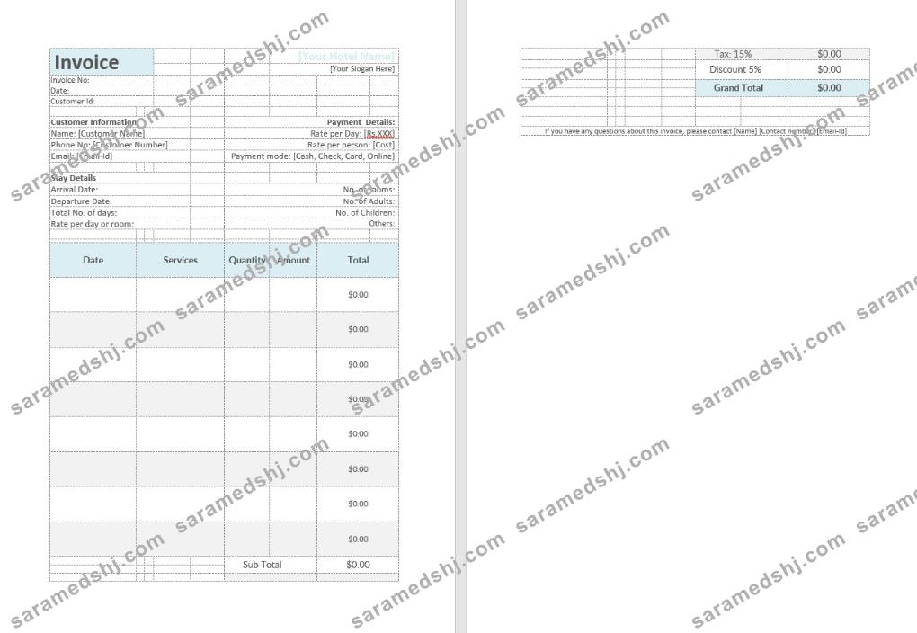 Hotel Invoice Template